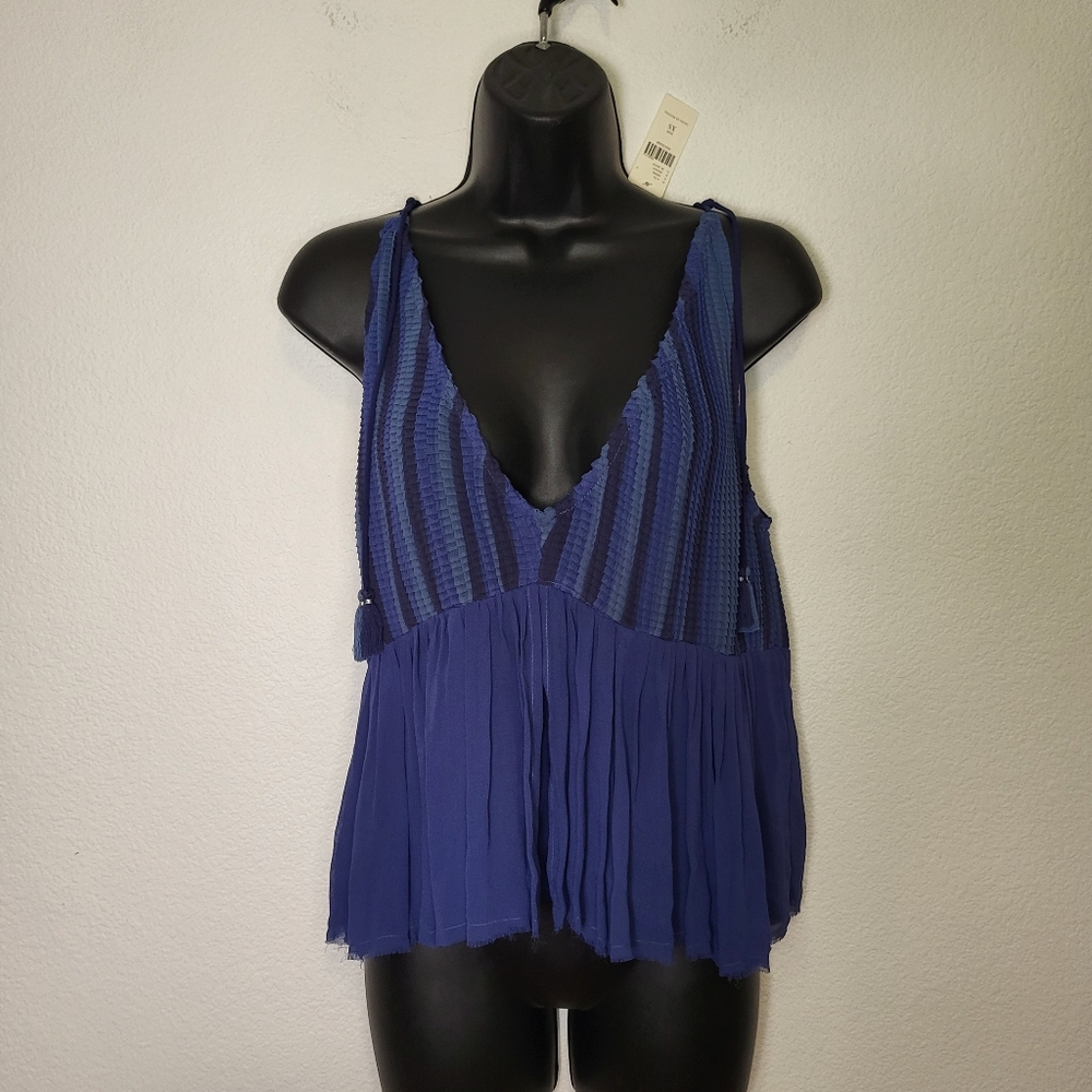 NWT Anthropologie Akemi + Kin Baka Tassel Pleated Tie Shoulder Tank size XSmall